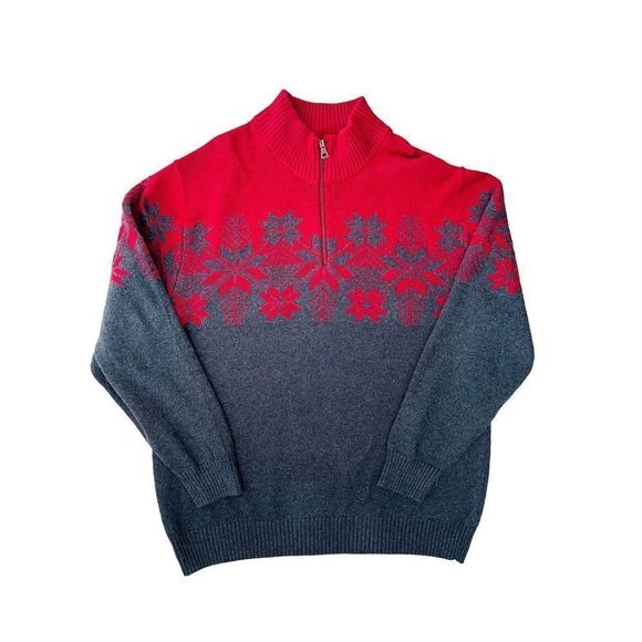 Weatherproof Vintage Snowflake 3/4 zip Men’s Sweater gray red sz 2XL - Picture 1 of 9